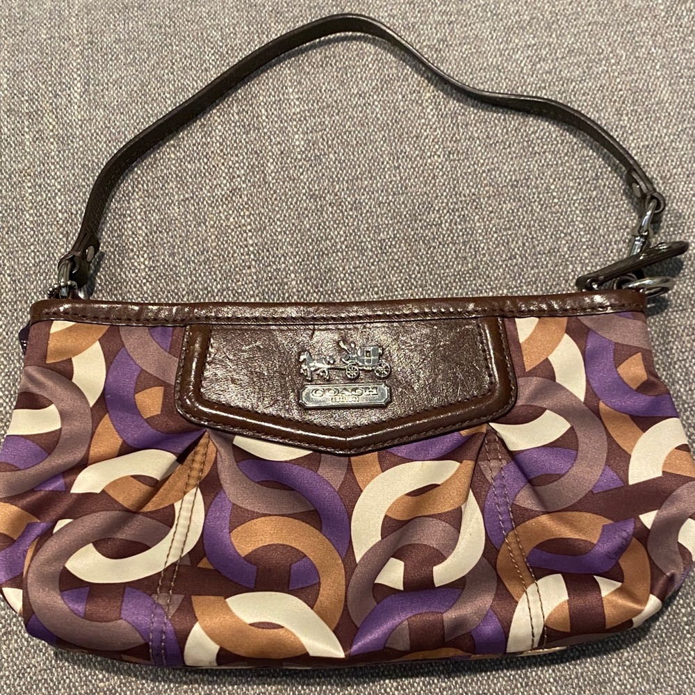 Coach Multicolor Wristlet with Brown Accents